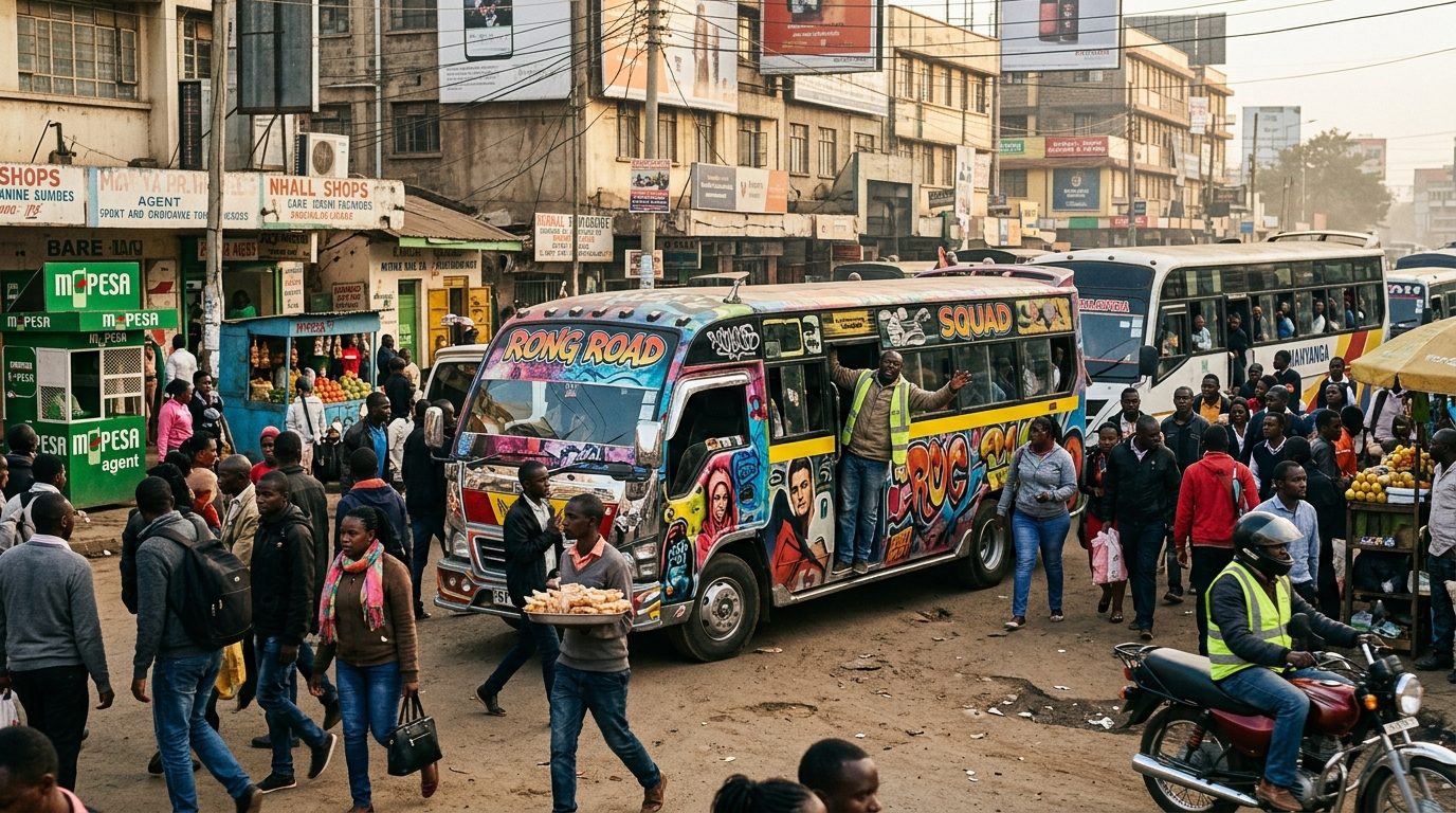 Commuters boarding the matatu